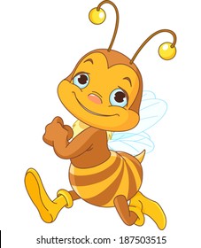 Illustration of running cute bee