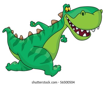 An illustration of a running dinosaur