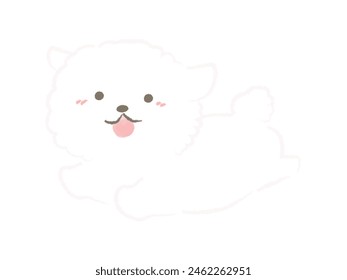 Illustration of a running dog Bichon Frize