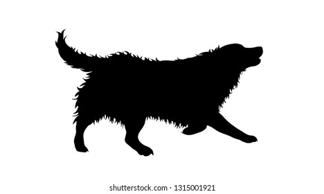 Illustration of running dog icon. Vector silhouette on white background.