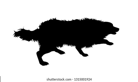 Illustration of running dog icon. Vector silhouette on white background.