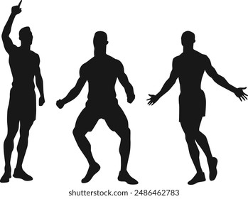 illustration running finish silhouettes set