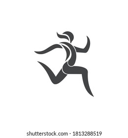 Illustration Running Icon Black and White Vector Graphic