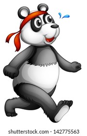 Illustration of a running panda on a white background