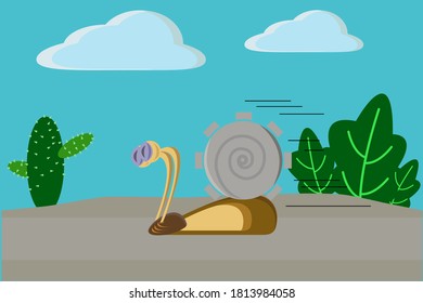 Illustration of a running robotic snail