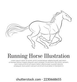 Ilustración de stallion en marcha, dibujo vectorial de un caballo, Un elemento animal para crear el logotipo