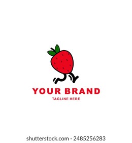 
illustration of a running strawberry logo