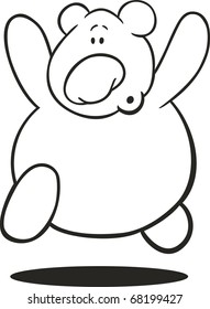 illustration of running teddy bear for coloring book