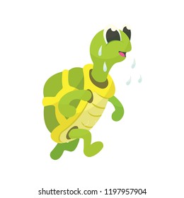 Illustration Of Running Turtle with Cartoon Style