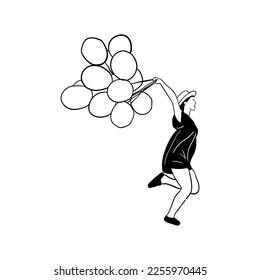 illustration of a running woman holding a balloon