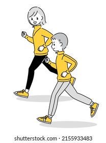 Illustration of running women and men.