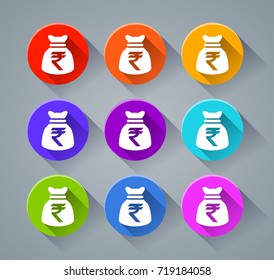 Illustration of rupee sack icons with various colors