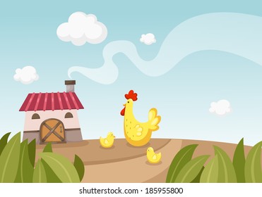 Illustration of a rural landscape