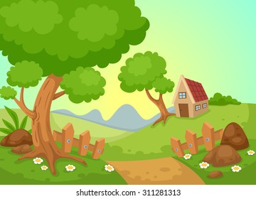 illustration of rural landscape vector