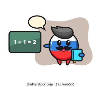 Illustration of russia flag badge character as a teacher, cute style design for t shirt, sticker, logo element