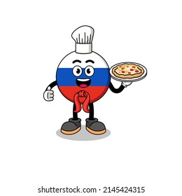 Illustration of russia flag as an italian chef , character design