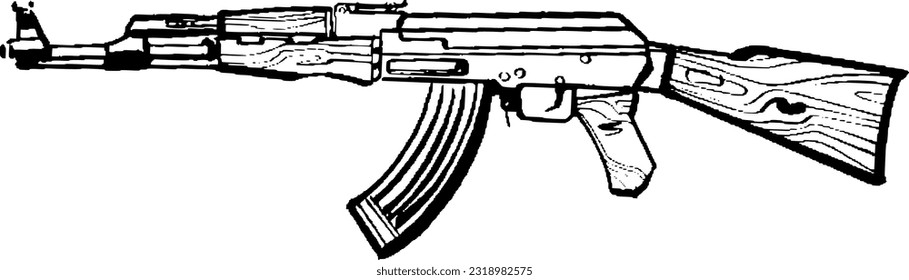 illustration of a Russian AK 47 automatic gun