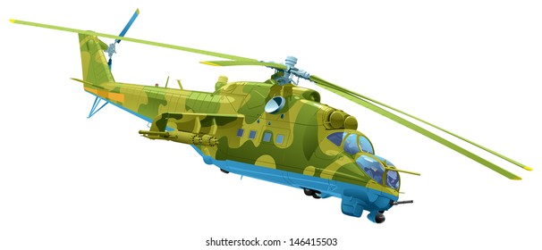 illustration of the Russian Helicopter gunships. Simple gradients only - no gradient mesh.