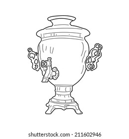 Illustration of Russian samovar. Vector skethnote design