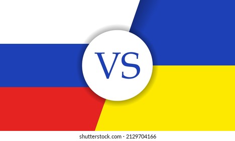 Illustration of Russian and Ukrainian Flags to Illustrate that These Two Countries are at War