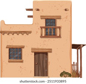 Ilustração de uma casa de adobe mexicana rústica