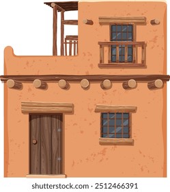 Ilustração de uma casa de adobe mexicana rústica