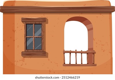 Illustration of a rustic Mexican house exterior