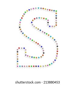illustration of s letter created with pushpin 
