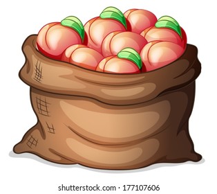 Ilustração de um saco de maçãs em um fundo branco