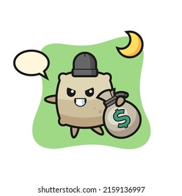 Illustration of sack cartoon is stolen the money , cute style design for t shirt, sticker, logo element