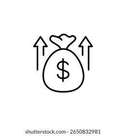 Ilustração De Um Sack De Dinheiro Com Setas Apontando Para Cima Conceito