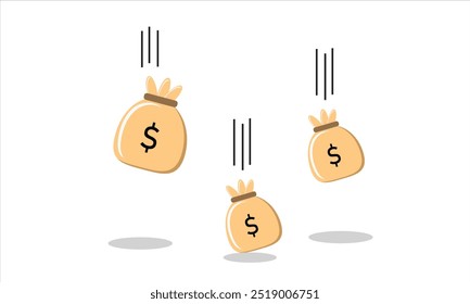 Illustration of a sack of money falling