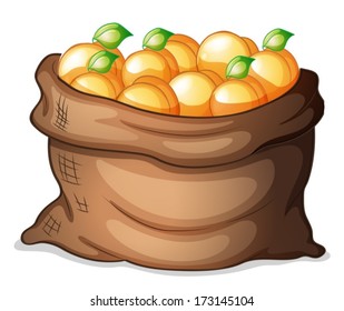 Illustration of a sack of oranges on a white background