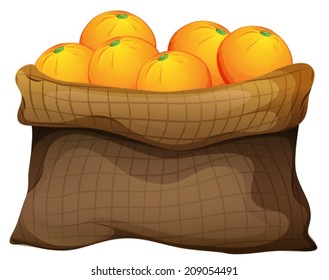 Illustration of a sack of oranges on a white background