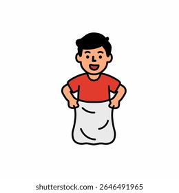 ilustração da competição de corrida de saco na Indonésia