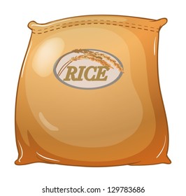 Illustration of a sack of rice on a white background