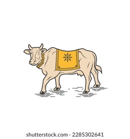 illustration of sacred cow india, vector art.