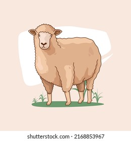 Illustration sacrifical animal or qurban animal to celebrate eid al adha. Can be used for websites, banners, posters, flyers. Qurban Animals Collection with Illustration of Sheep