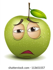 illustration of a sad apple smiley on a white background