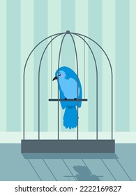 Illustration of a Sad Bird in a Cage