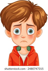 Illustration of a sad boy in a hoodie