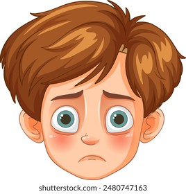 Illustration of a sad boy's face