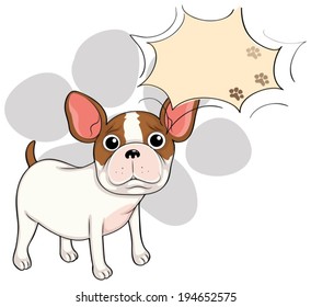 Illustration of a sad bulldog with an empty callout on a white background