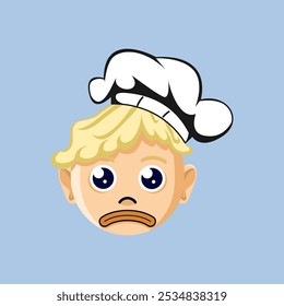 Ilustração de um triste desenho emoji de chef. Adequado para uso como adesivo, ícone de livro de imagens infantil e para complementar o trabalho de design gráfico.