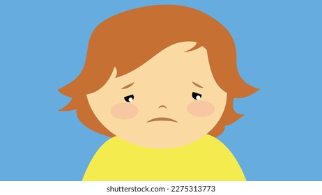 Illustration of a sad child with a sad expression on his face