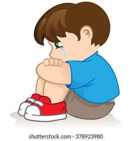 Illustration of a sad child, helpless, bullying. Ideal for catalogs, informational and institutional material