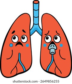 illustration sad and crying lungs