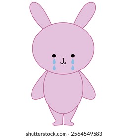 Illustration of a sad and crying rabbit