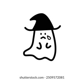 Illustration of a sad cute ghost