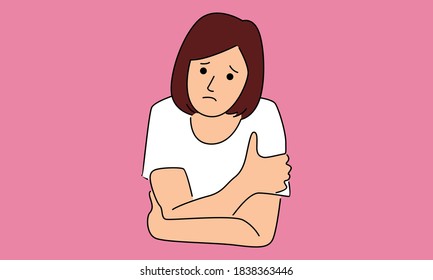 Illustration of sad depressed woman